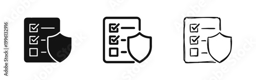 Security Audit and Verified Checklist Icons Set