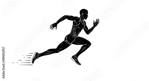 Photos Man Running Sprinting Fast Pace.