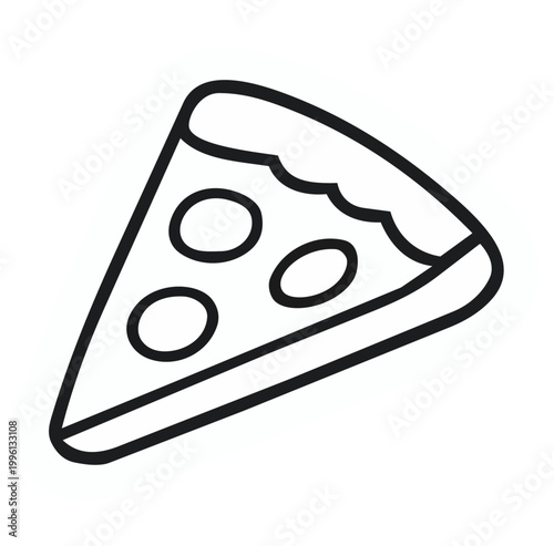 Pizza Slice Delight: A simple yet enticing illustration showcases a single slice of pizza, a beloved classic, with the focus on its simplicity and universal appeal.