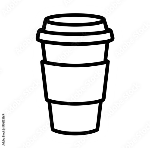 Coffee Cup Icon: A simple line art illustration of a takeaway coffee cup, perfect for adding a touch of caffeine and convenience to any project.