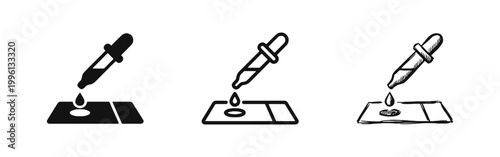 Laboratory Pipette and Medical Test Icons Set