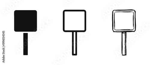 Blank Signage Placard Icon Set for Notice Announcement and Demonstration Board