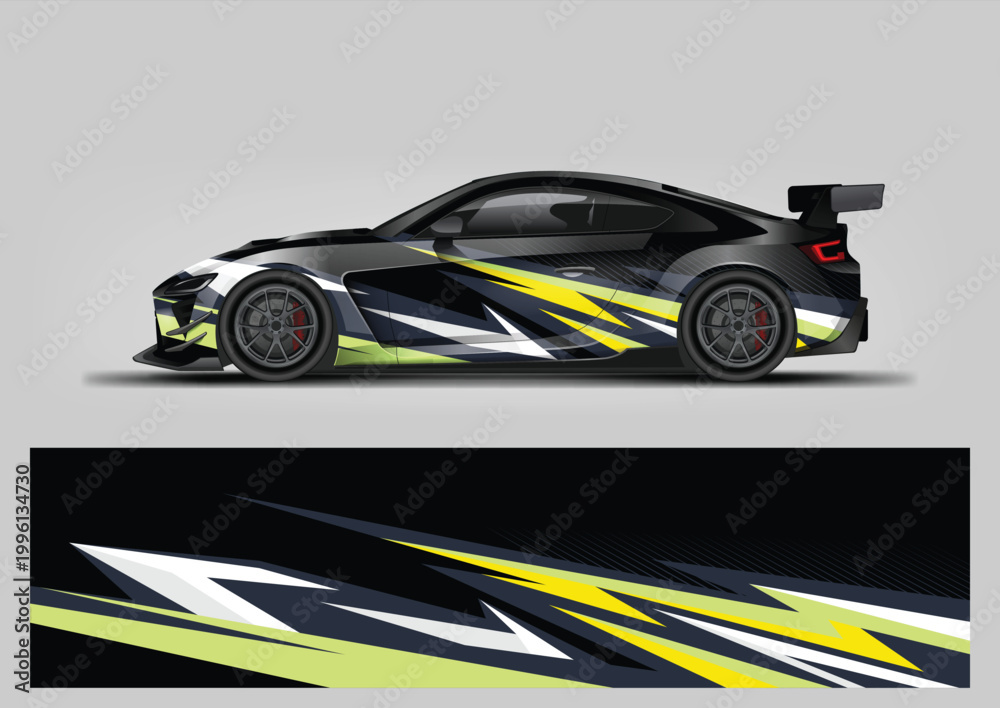 Obraz premium Premium Racing Car Livery, Abstract Vinyl Wrap Design with Sharp Sport Graphics