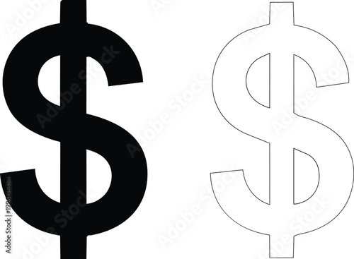 Black and white dollar sign symbols