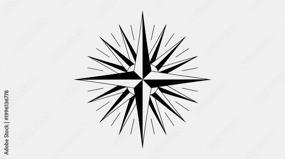 Fototapeta premium Multi-point spear compass rose - Suitable for strategy consulting, global reach metaphors, or cartography-inspired design.