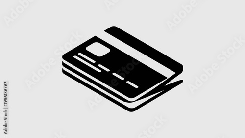 Black isometric payment card with stripe - Perfect for e-commerce platforms, checkout buttons, or financial service branding.