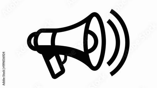 Angular megaphone icon with sound waves - Ideal for digital marketing alerts, broadcasting services, or public announcement tools.