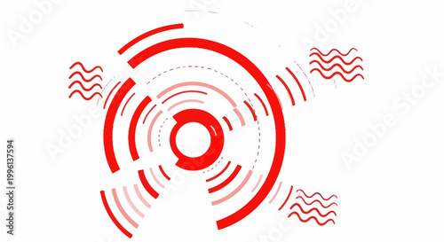 Abstract Red Circular Sound Wave Pulse and Signal Animation