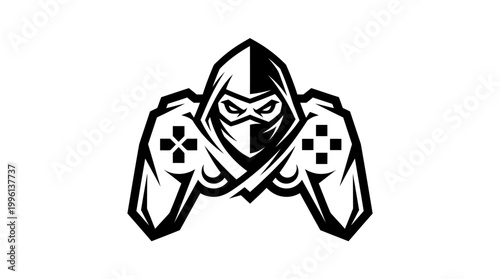 Gamer ninja icon silhouette