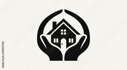 House protected by hands icon concept