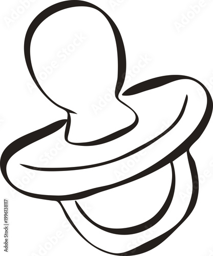 Cute newborn pacifier doodle illustration in minimal hand drawn outline style for baby shower invitation, nursery decor, and parenting design