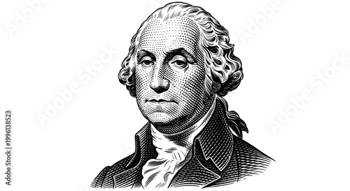 Εκτύπωση καμβά Black and white illustration of George Washington portrait.