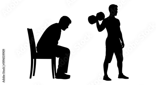 Fitness, exercise, workout, silhouette icons, black, vector graphics, healthy lifestyle, gym, exercise routine, fitness motivation