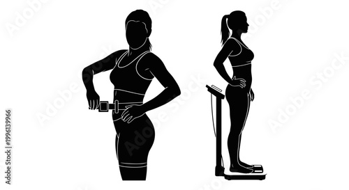 Fitness, woman, silhouette, icons, workout, exercise, healthy, lifestyle, vector graphics