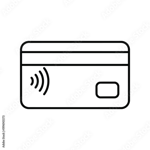 Cuadro en lienzo Simple black outline icon of a contactless credit card for mobile payment and ba