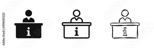 Information desk icon set for help, support, and customer service.