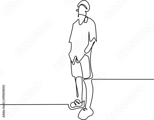 Sketch of person standing with hands in pockets Vector
