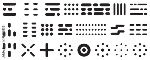 Horizontal bar and dots navigation icons for UI UX interface, minimalist web design elements. vector illustration eps 10