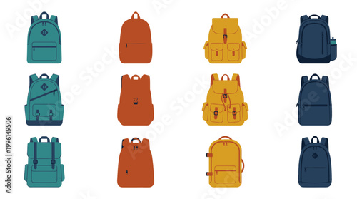 Colorful backpacks in various hues.