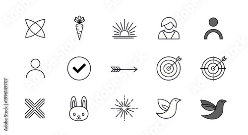 Set of Simple Line Icons: Business, Nature, Lifestyle, and Symbols