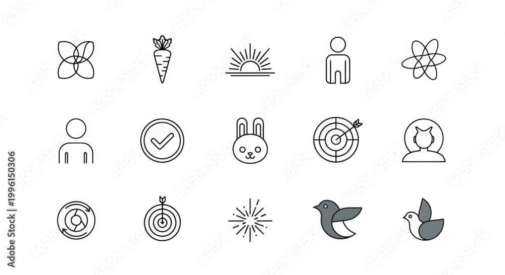 Fototapeta premium Set of modern icons for business, lifestyle, and health, flat design