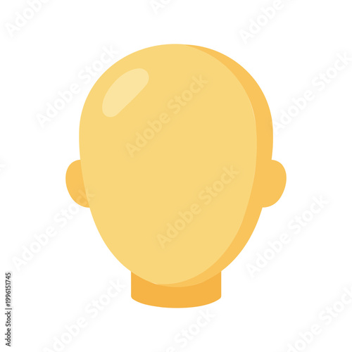 Minimalist illustration of a blank mannequin head in yellow color on a white background