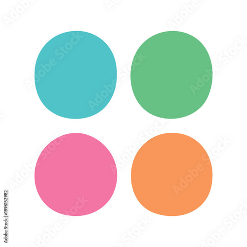 Colorful circle arrangement on a white background with bright and vibrant pastel hues