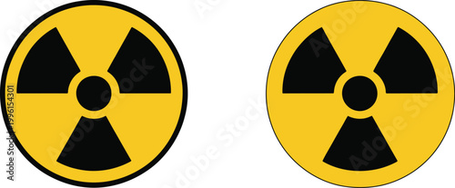Two radiation warning symbols, yellow and black hazard