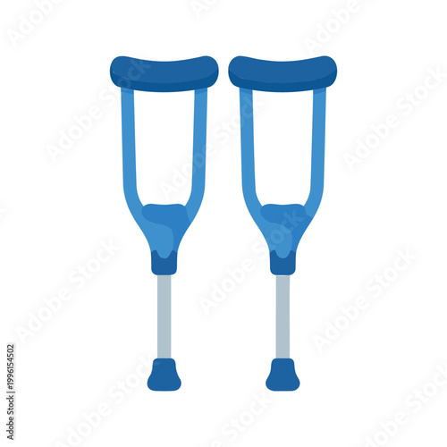 Pair of blue forearm crutches for assisting with walking or mobility