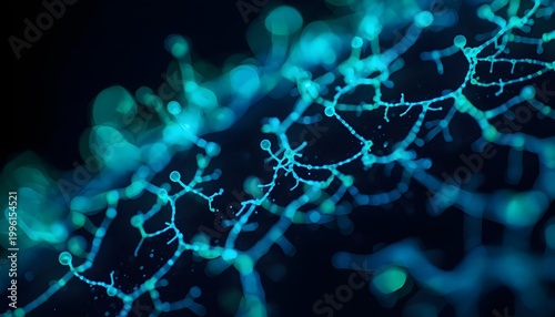 Microscopic View of Bioluminescent Neural Network and Organic Digital Circuitry