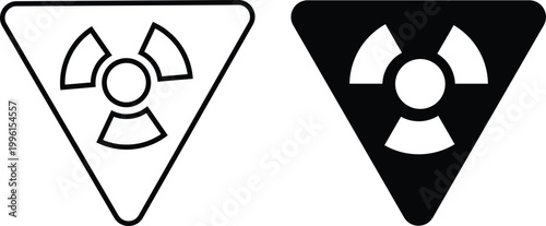 Radiation icon set. Radioactive and hazard symbols. Warning sign. Nuclear energy and safety design.industrial safety. Isolated vector graphics.