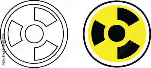 Radiation icon set. Radioactive and hazard symbols. Warning sign. Nuclear energy and safety design.industrial safety. Isolated vector graphics.