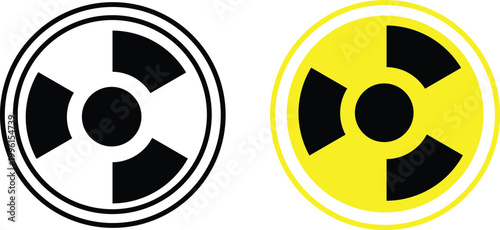 Radiation icon set. Radioactive and hazard symbols. Warning sign. Nuclear energy and safety design.industrial safety. Isolated vector graphics.