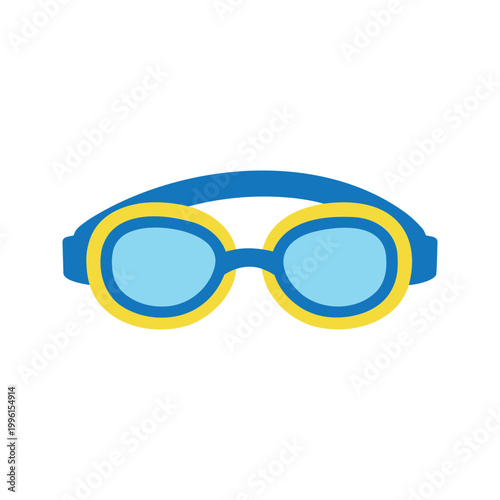 Blue and yellow swimming goggles provide eye protection during water activities
