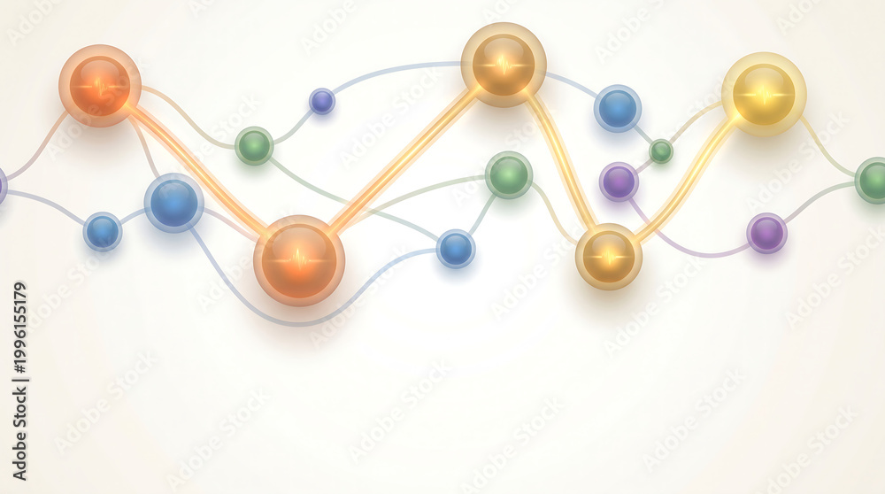 Obraz premium Abstract Glowing Neural Network Background. Neurodivergent Productivity Planning Concept with Bottom Copy Space.