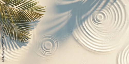 Palm Frond Shadows and Water Ripples on a Textured Surface.