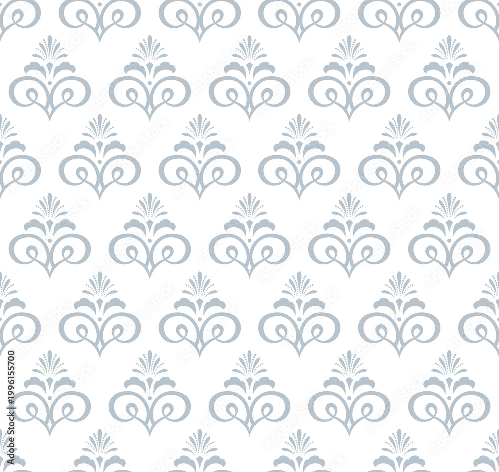 Fototapeta premium Flower geometric pattern. Seamless vector background. White and gray ornament