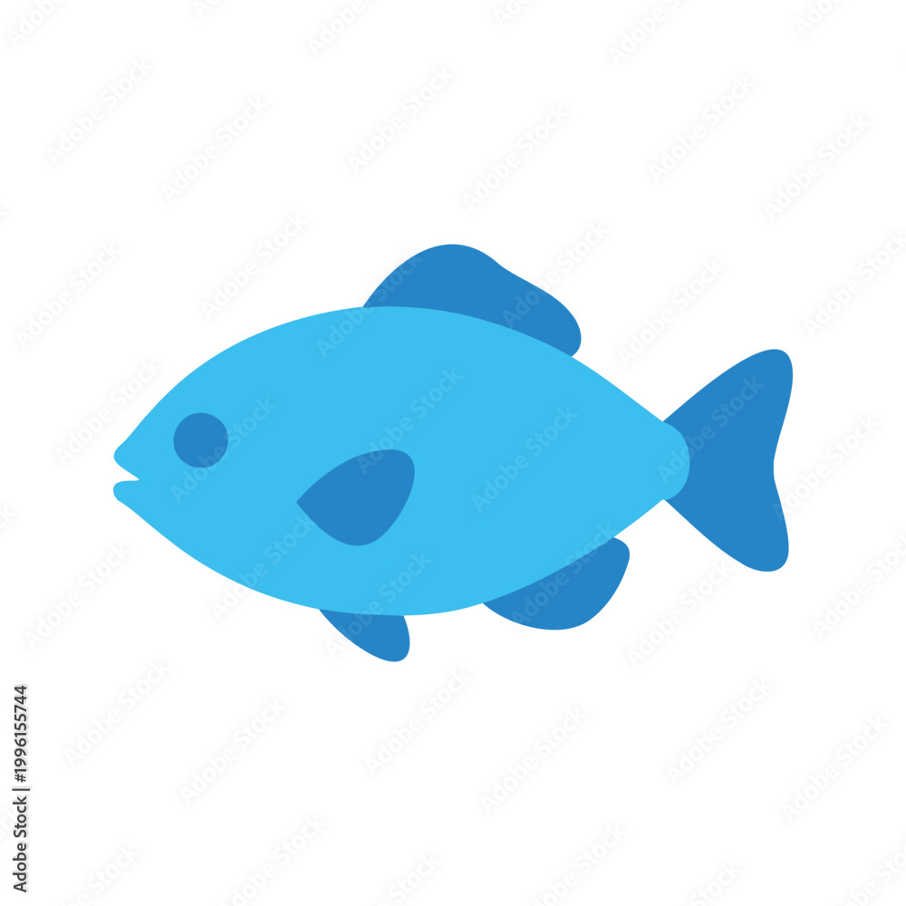 Obraz premium Illustration of a simplistic light blue fish swimming on a white background