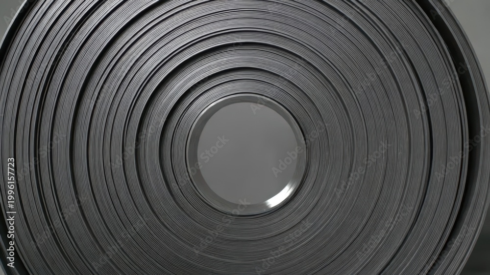 Fototapeta premium Close-up abstract view of a tightly wound roll of dark gray flexible magnetic material