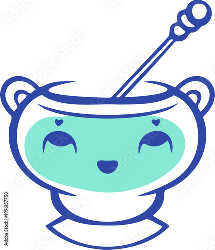 vector illustration features a cute character enjoying a drink in a glass