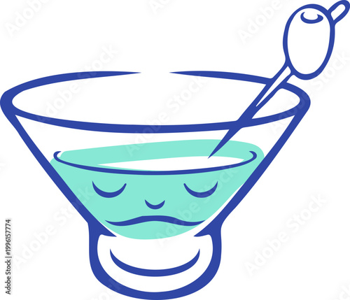vector illustration features a cute character enjoying a drink in a glass