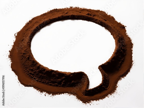Minimalist Overhead View of Coffee Powder Shaped as Speech Bubble