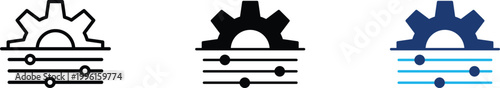 System optimization icon showing professional technical configuration and custom software settings. Professional illustration for IT infrastructure management, and digital performance tuning.