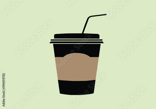 Delicious hot coffee paper cup icon for cafe and beverage design.  coffee cup silhouette vector art.
