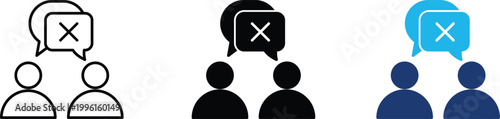 Negative social feedback icon showing professional conflict resolution and user interaction rejection. Professional illustration for digital moderation systems, customer service complaint handling.