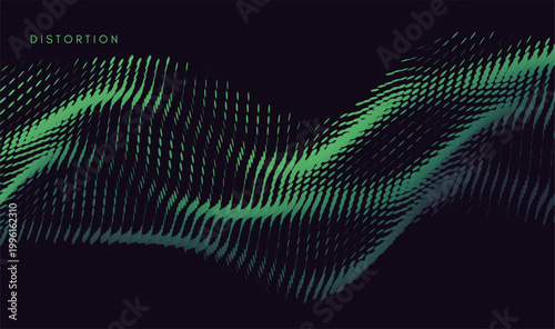 Dynamics particles. Abstract wavy background. Wave with connected dots. Big data. Gradient colour. 3D grid surface. Illustration for brochure, poster, cover, presentation, flyer or banner.
