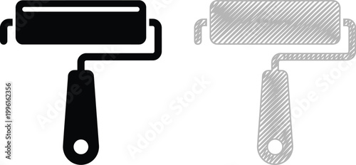 Set of black textured charcoal brush strokes and horizontal lines isolated on white