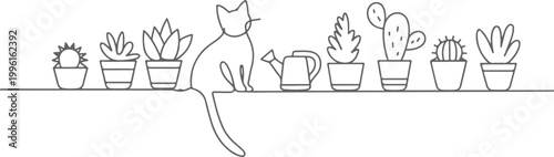 Hand-drawn of a line of various ceramic teapots with floral and geometric patterns hand drawn ceramics