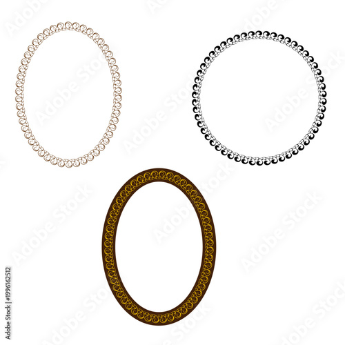Set oval frame with wavy line.
