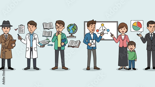 Diverse professions a lineup of individuals representing various careers and expertise